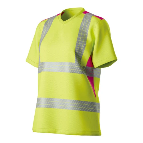 HI-VIS dames V-hals Wicking Mesh Inserts S/S T-SHIRT