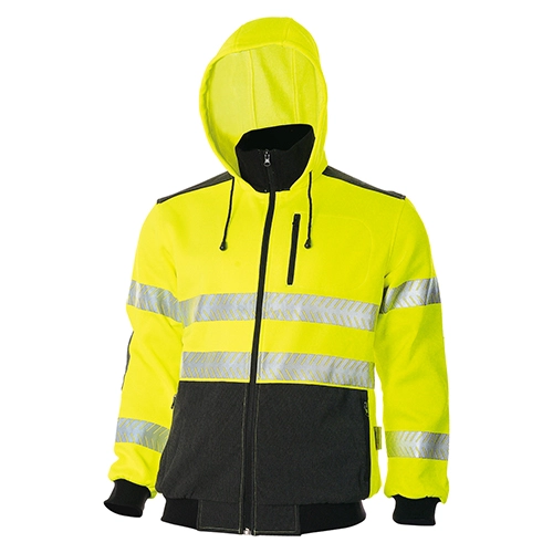 HI-VIS tweekleurige fleece jack met capuchon