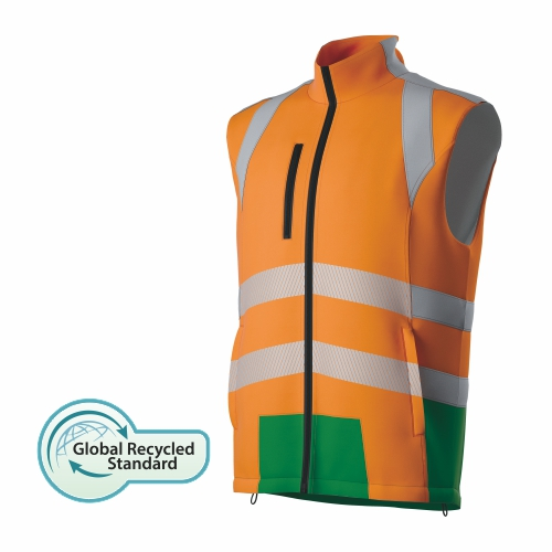 HI-VIS Gerecycleerde Volledige Zip Geïsoleerde Bodywarmer