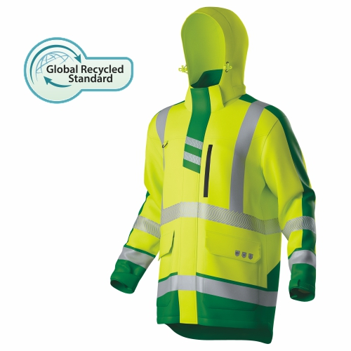 HI-VIS gerecycleerde 2IN1 Oxford waterdichte Parka met gewatteerde voering